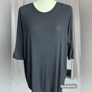 Michael Lauren Winslow 3/4 Sleeve Draped High Low Criss Cross Back Top